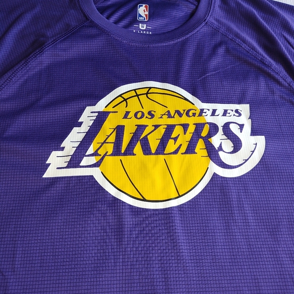 NBA Purple Lakers Basketball Short Sleeve Jersey Shirt Size XL - Picture 2 of 5